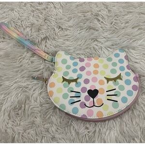 Betsey Johnson Polka Dot Kitty Kitsch Clutch Wristlet Colorful - NWT